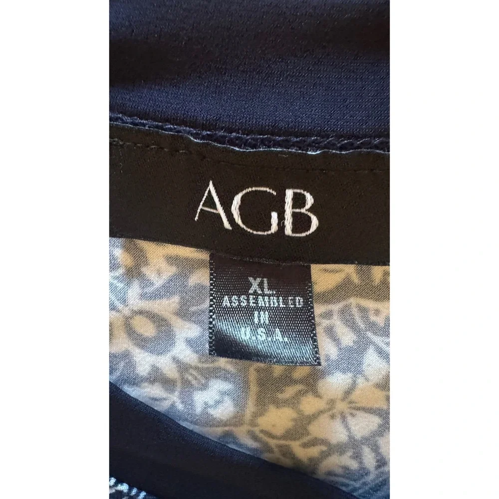 AGB Womens XL Navy Blue Geometric Medallion Mosaic Sleeveless‎ Tank Top Shell